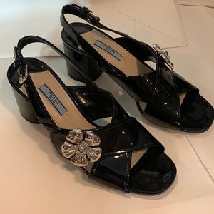 Authentic Prada black with flower sandals